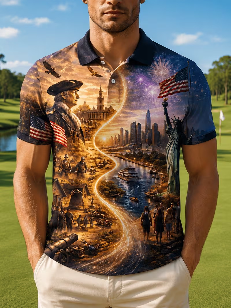 3D Printing Usa - American Revolution Polo Shirt Men Fourth