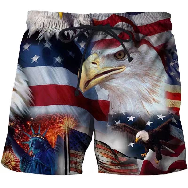 Men's Swimwear Shorts American - 3D Printing Usa 评论和价格