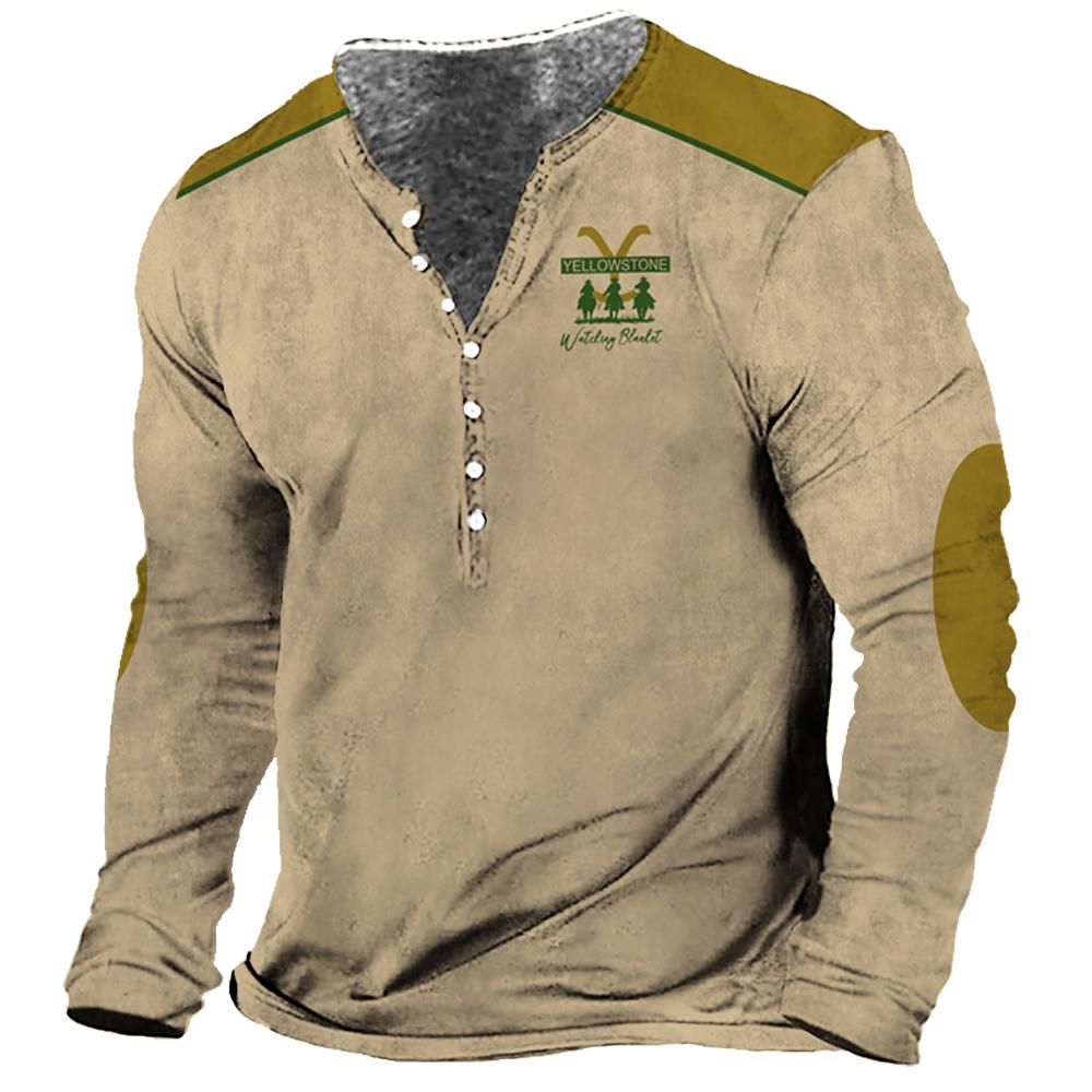 Vintage Men's T Shirt Long Sle - 3D Printing Usa 评论和价格