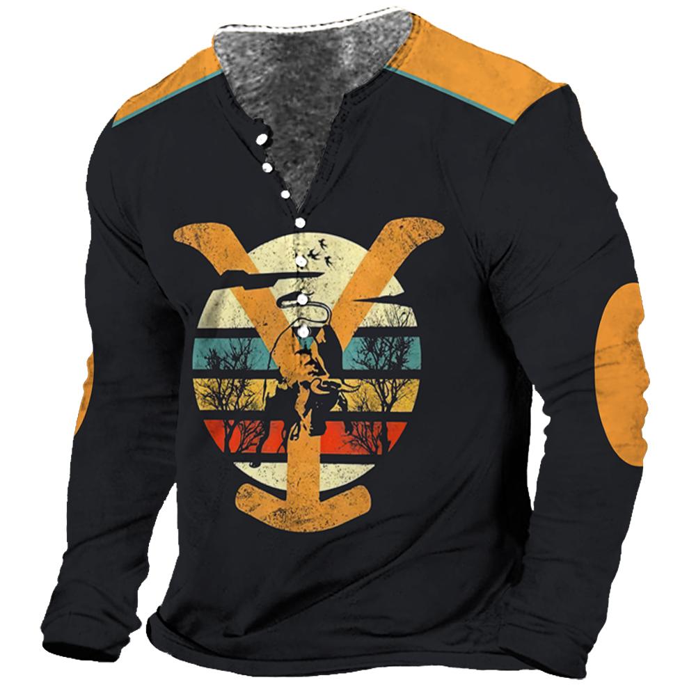 Vintage Men's T Shirt Long Sle - 3D Printing Usa 评论和价格