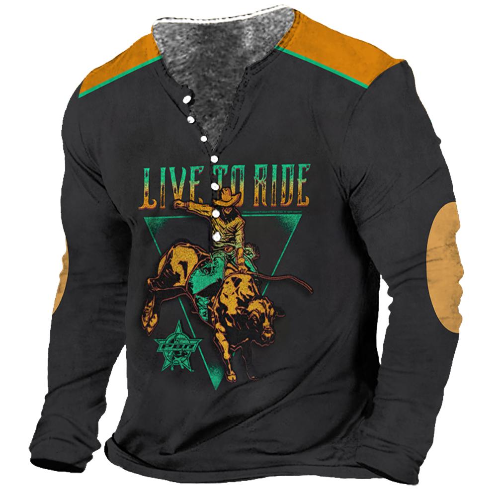 Vintage Men's T Shirt Long Sle - 3D Printing Usa 评论和价格