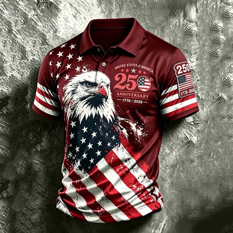 Mens Patriotic Golf Polo Shirt - 3D Printing Usa 评论和价格