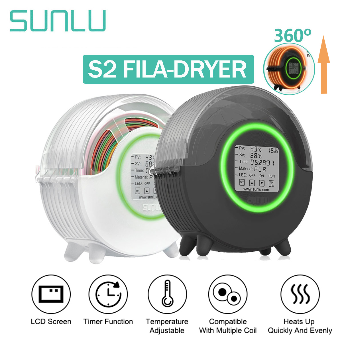 SUNLU S2 3D Filament Dryer Upg - Enclosure 3D Printing 评论和价格
