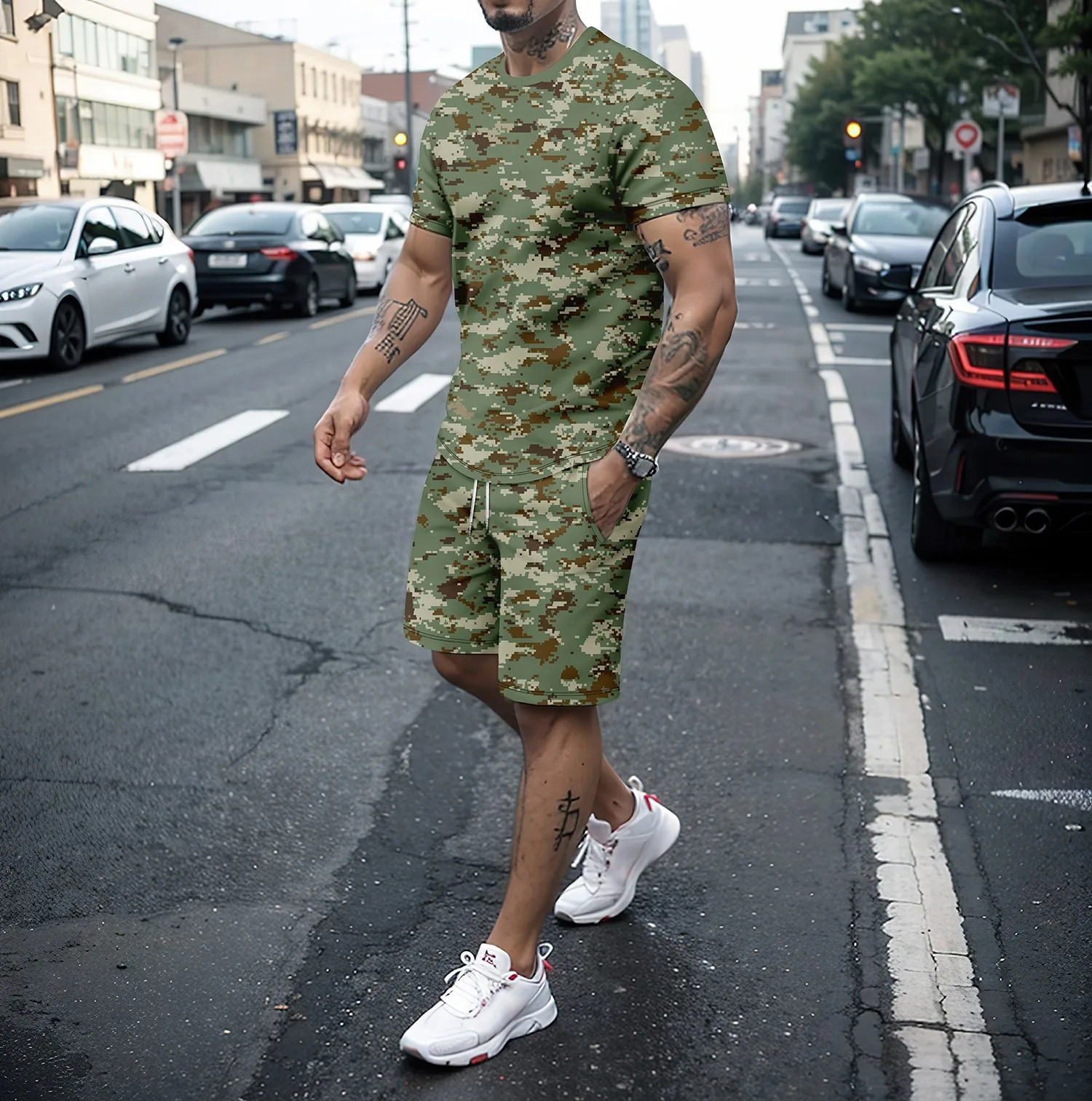 Camouflage Outdoor Tracksuits  - 3D Printing Kpop 评论和价格